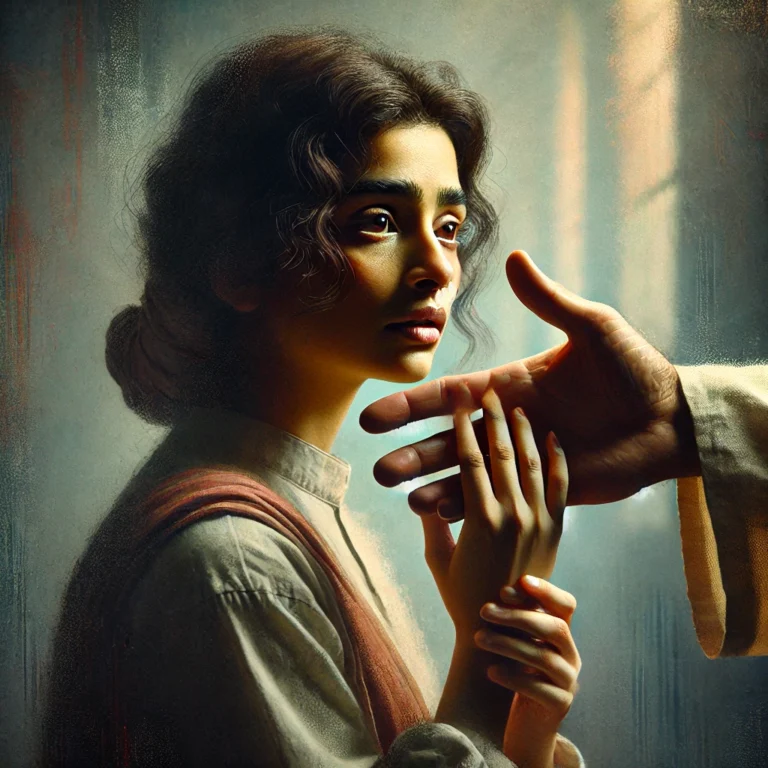 DALL·E 2025-03-03 16.30.22 - A psychological and symbolic artistic representation of the theme_ 'Being kind does not protect from abuse,' featuring a female character